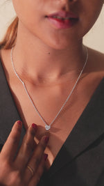 Load and play video in Gallery viewer, Silver Heart-Shaped Diamond Pendant Necklace
