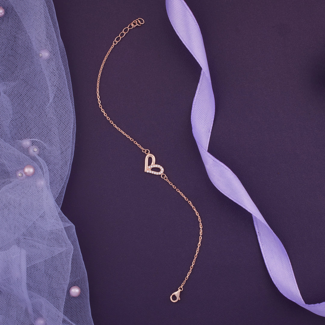 Elegant Heart Shape Women’s Bracelet – Rose Gold Plated | 925 Silver